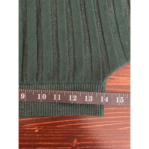 BEBE Sweater L Ribbed Sparkle Kelly Green Classic 80's Batwing Sleeve Disco - Picture 15 of 16